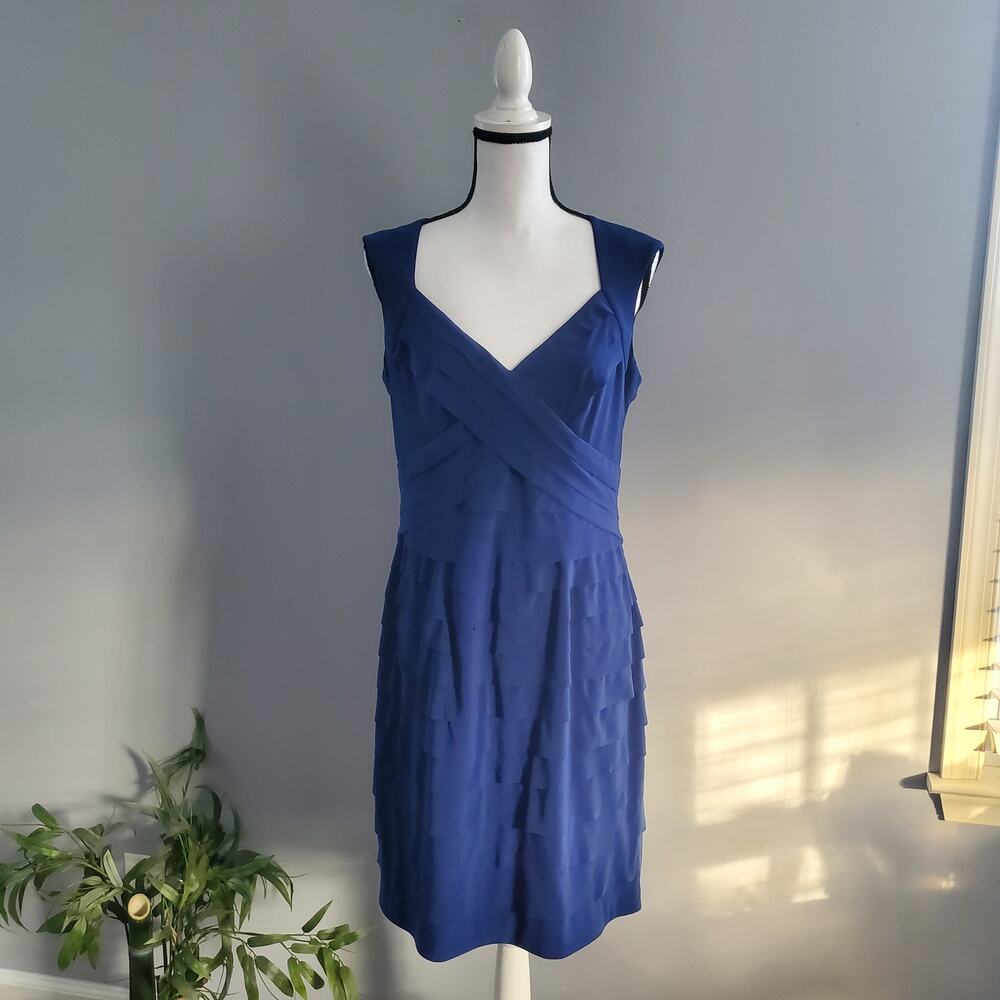 Jones Wear Dress Sleeveless Blue Tiered Dress Sz 12